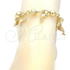 Tobillera de Dije 03.179.0053.10 Oro Laminado, Diseño de Delfín, con Blanca Cristal, Mate, Tono Dorado (10 MM Thickness, 10 Inches Length)