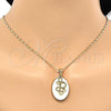 Juego de Arete y Dije de Adulto 10.160.0156 Oro Laminado, Esmaltado Blanco, Tono Dorado