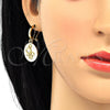 Juego de Arete y Dije de Adulto 10.160.0156 Oro Laminado, Esmaltado Blanco, Tono Dorado