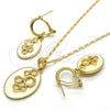 Juego de Arete y Dije de Adulto 10.160.0156 Oro Laminado, Esmaltado Blanco, Tono Dorado