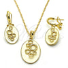 Juego de Arete y Dije de Adulto 10.160.0156 Oro Laminado, Esmaltado Blanco, Tono Dorado
