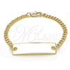Pulsera con Placa 03.63.1848.06 Oro Laminado, Pulido, Tono Dorado (100 Gauge, 04 MM Thickness, 6 Inches Length)