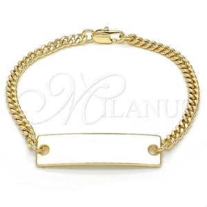 Pulsera con Placa 03.63.1848.07 Oro Laminado, Pulido, Tono Dorado (100 Gauge, 04 MM Thickness, 7 Inches Length)