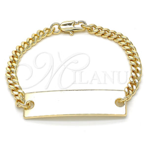 Pulsera con Placa 03.63.1849.06 Oro Laminado, Pulido, Tono Dorado (120 Gauge, 06 MM Thickness, 6 Inches Length)