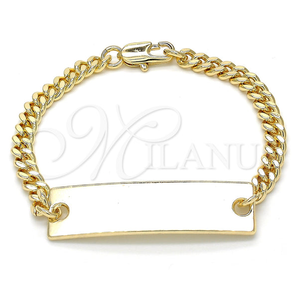 Pulsera con Placa 03.63.1849.06 Oro Laminado, Pulido, Tono Dorado (120 Gauge, 06 MM Thickness, 6 Inches Length)