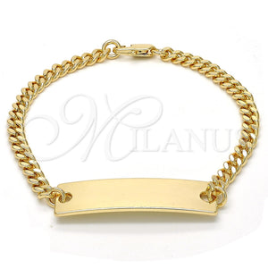 Pulsera con Placa 03.63.1849.07 Oro Laminado, Pulido, Tono Dorado (120 Gauge, 05 MM Thickness, 7 Inches Length)