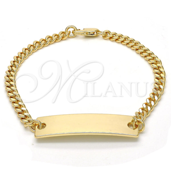 Pulsera con Placa 03.63.1849.07 Oro Laminado, Pulido, Tono Dorado (120 Gauge, 05 MM Thickness, 7 Inches Length)