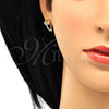 Arete Dormilona 02.310.0003 Oro Laminado, Diseño de Búho, con Blanca Zirconia Cubica, Pulido, Tono Dorado
