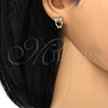 Arete Dormilona 02.310.0003 Oro Laminado, Diseño de Búho, con Blanca Zirconia Cubica, Pulido, Tono Dorado