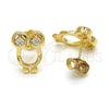 Arete Dormilona 02.310.0003 Oro Laminado, Diseño de Búho, con Blanca Zirconia Cubica, Pulido, Tono Dorado