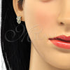 Arete Dormilona 02.310.0004 Oro Laminado, Diseño de Búho, con Blanca Zirconia Cubica, Pulido, Tono Dorado