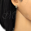 Arete Dormilona 02.310.0004 Oro Laminado, Diseño de Búho, con Blanca Zirconia Cubica, Pulido, Tono Dorado