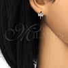 Arete Dormilona 02.310.0006.1 Rodio Laminado, Diseño de Libélula, con Zirconia Cubica Blanca, Pulido, Rodinado