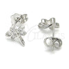 Arete Dormilona 02.310.0006.1 Rodio Laminado, Diseño de Libélula, con Zirconia Cubica Blanca, Pulido, Rodinado