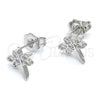Arete Dormilona 02.310.0006.1 Rodio Laminado, Diseño de Libélula, con Zirconia Cubica Blanca, Pulido, Rodinado
