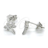Arete Dormilona 02.310.0006.1 Rodio Laminado, Diseño de Libélula, con Zirconia Cubica Blanca, Pulido, Rodinado