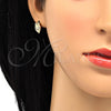Arete Dormilona 02.310.0007 Oro Laminado, Diseño de Búho, con Blanca Micro Pave, Pulido, Tono Dorado