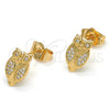 Arete Dormilona 02.310.0007 Oro Laminado, Diseño de Búho, con Blanca Micro Pave, Pulido, Tono Dorado