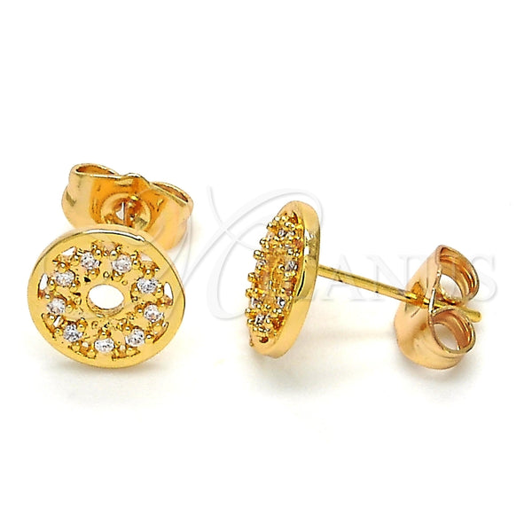 Arete Dormilona 02.310.0011 Oro Laminado, con Blanca Zirconia Cubica, Pulido, Tono Dorado