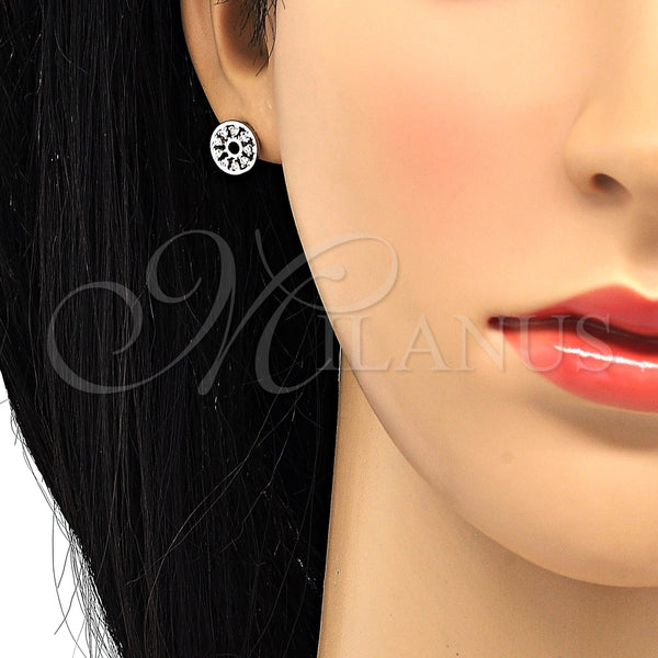 Arete Dormilona 02.310.0011.1 Rodio Laminado, con Zirconia Cubica Blanca, Pulido, Rodinado