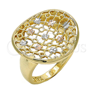 Anillo Elegante 01.100.0009.07 Oro Laminado, Pulido, Tres Tonos (Size 7)
