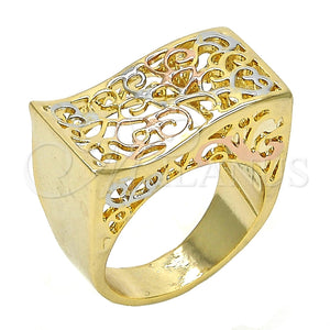 Anillo Elegante 01.100.0010.08 Oro Laminado, Pulido, Tres Tonos (Size 8)