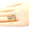 Anillo Elegante 01.100.0012.08 Oro Laminado, Diseño de Flor, Pulido, Tres Tonos (Size 8)
