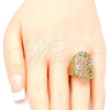 Anillo Elegante 01.100.0012.08 Oro Laminado, Diseño de Flor, Pulido, Tres Tonos (Size 8)