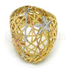 Anillo Elegante 01.100.0012.08 Oro Laminado, Diseño de Flor, Pulido, Tres Tonos (Size 8)