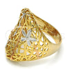 Anillo Elegante 01.100.0012.08 Oro Laminado, Diseño de Flor, Pulido, Tres Tonos (Size 8)