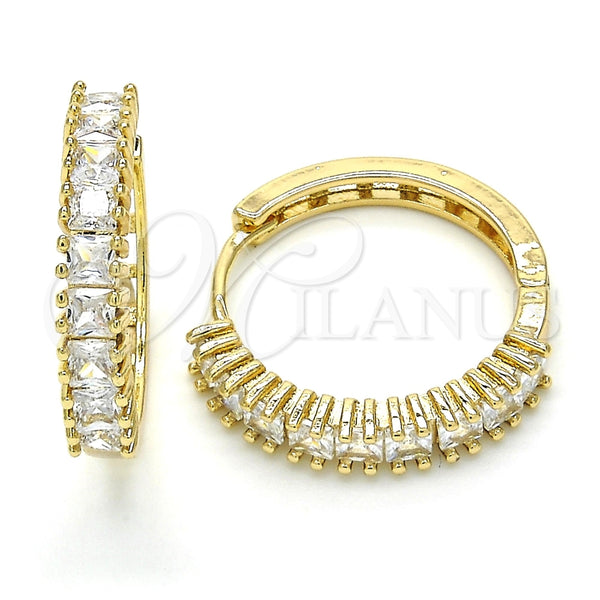 Argolla Huggie 02.210.0105.25 Oro Laminado, con Blanca Zirconia Cubica, Pulido, Tono Dorado