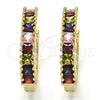 Argolla Huggie 02.210.0105.1.25 Oro Laminado, con Multicolor Zirconia Cubica, Pulido, Tono Dorado