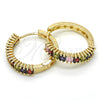 Argolla Huggie 02.210.0105.1.25 Oro Laminado, con Multicolor Zirconia Cubica, Pulido, Tono Dorado