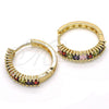 Argolla Huggie 02.210.0105.1.25 Oro Laminado, con Multicolor Zirconia Cubica, Pulido, Tono Dorado