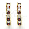 Argolla Huggie 02.210.0105.3.25 Oro Laminado, con Granate and Blanca Zirconia Cubica, Pulido, Tono Dorado