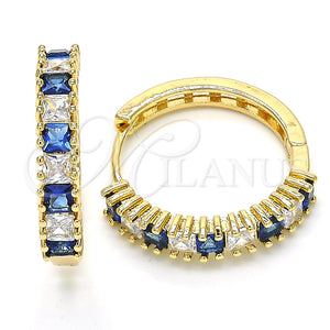 Argolla Huggie 02.210.0105.4.25 Oro Laminado, con Zafiro Azul and Blanca Zirconia Cubica, Pulido, Tono Dorado