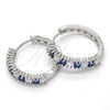 Argolla Huggie 02.210.0105.8.25 Rodio Laminado, con Zirconia Cubica Zafiro Azul y Blanca, Pulido, Rodinado