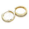 Argolla Huggie 02.210.0106.25 Oro Laminado, con Blanca Zirconia Cubica, Pulido, Tono Dorado