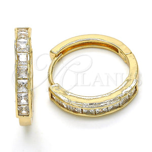 Argolla Huggie 02.210.0106.25 Oro Laminado, con Blanca Zirconia Cubica, Pulido, Tono Dorado