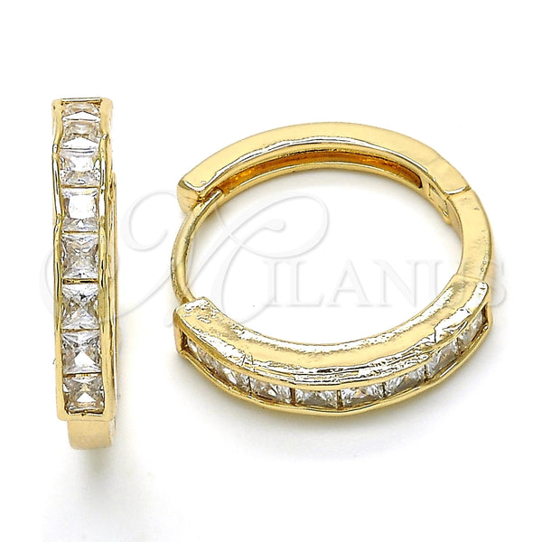 Argolla Huggie 02.210.0106.25 Oro Laminado, con Blanca Zirconia Cubica, Pulido, Tono Dorado