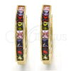 Argolla Huggie 02.210.0106.1.25 Oro Laminado, con Multicolor Zirconia Cubica, Pulido, Tono Dorado