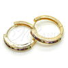 Argolla Huggie 02.210.0106.1.25 Oro Laminado, con Multicolor Zirconia Cubica, Pulido, Tono Dorado