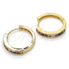 Argolla Huggie 02.210.0106.1.25 Oro Laminado, con Multicolor Zirconia Cubica, Pulido, Tono Dorado