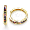 Argolla Huggie 02.210.0106.1.25 Oro Laminado, con Multicolor Zirconia Cubica, Pulido, Tono Dorado
