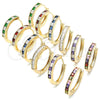 Argolla Huggie 02.210.0106.1.25 Oro Laminado, con Multicolor Zirconia Cubica, Pulido, Tono Dorado