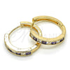 Argolla Huggie 02.210.0106.3.25 Oro Laminado, con Amatista and Blanca Zirconia Cubica, Pulido, Tono Dorado