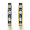 Argolla Huggie 02.210.0106.4.25 Oro Laminado, con Zafiro Azul and Blanca Zirconia Cubica, Pulido, Tono Dorado