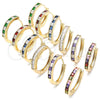 Argolla Huggie 02.210.0106.4.25 Oro Laminado, con Zafiro Azul and Blanca Zirconia Cubica, Pulido, Tono Dorado