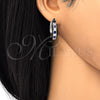 Argolla Huggie 02.210.0106.8.25 Rodio Laminado, con Zirconia Cubica Zafiro Azul y Blanca, Pulido, Rodinado