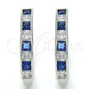 Argolla Huggie 02.210.0106.8.25 Rodio Laminado, con Zirconia Cubica Zafiro Azul y Blanca, Pulido, Rodinado